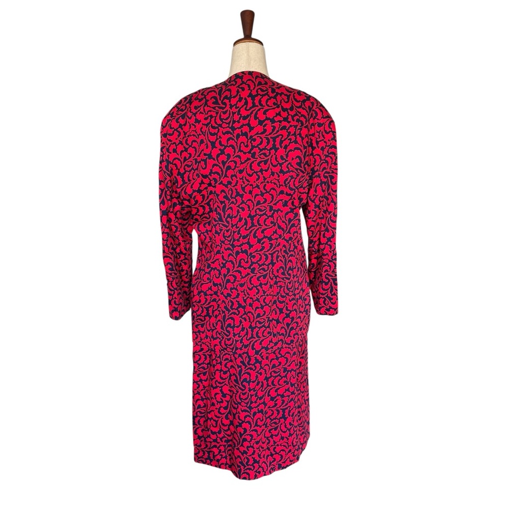 Vintage 80s Gianfranco Ferre Red and Blue Print Jacket Skirt Suit Set Large - Picture 6 of 14